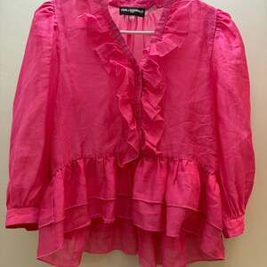 Karl Lagerfeld Paris Puff Sleeve Ruffle Blouse, Size Extra‎ Small